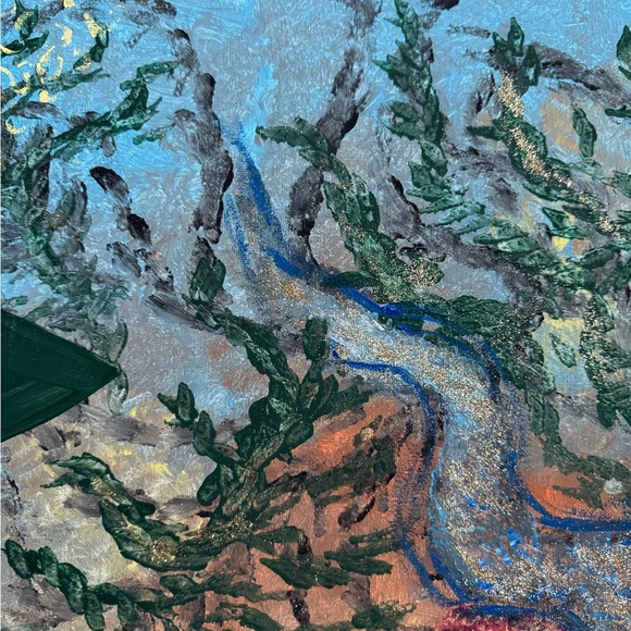 Vibrant Abstract Canvas with Blue and Orange by [Brand] - Picture 6 of 11